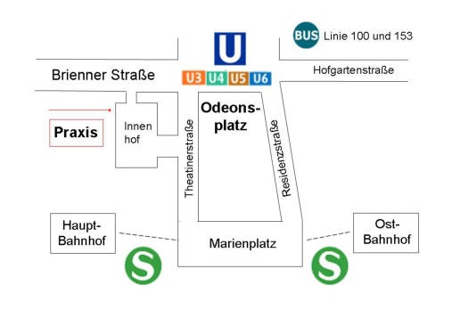 Hals-Nasen-Ohren-Arzt - HNO in der Briennerstrasse in München -Anfahrt